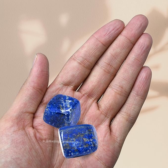 Amazing Gemstone Lapis Lazuli Crystals&Healing Stones Tumbled - 1 oz Lapis Lazuli Stone, Natural Healing Stones for Energy Balance, Stress Relief - Premium Polished Gems Rocks for Meditation&Wellness
