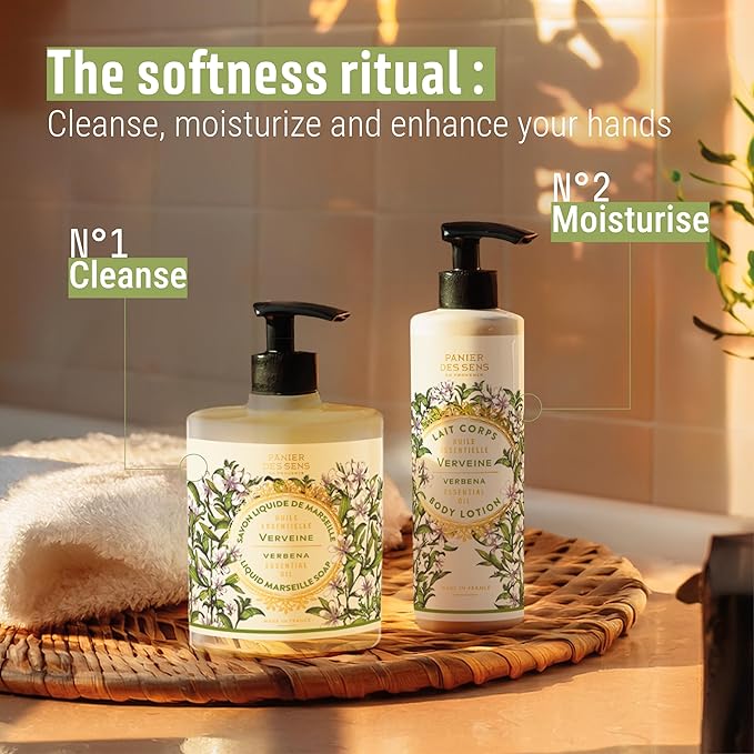 Panier des Sens β Verbena Hand & Body Lotion for Dry Skin - Hydrating Body Cream for Women - Nourishing Fluid Body Moisturizer Shea Butter & Olive Oil - 97% Natural Ingredients Body Care - 8.45 Floz