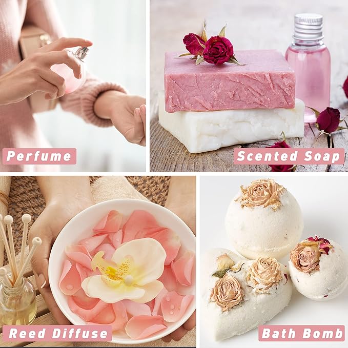 Rose Essential Oil 100ml (3.3 Fl Oz), ESSLUX Aromatherapy Essential Oils for Diffuser, Massage, Soap, Candle Making, Home Fragrance