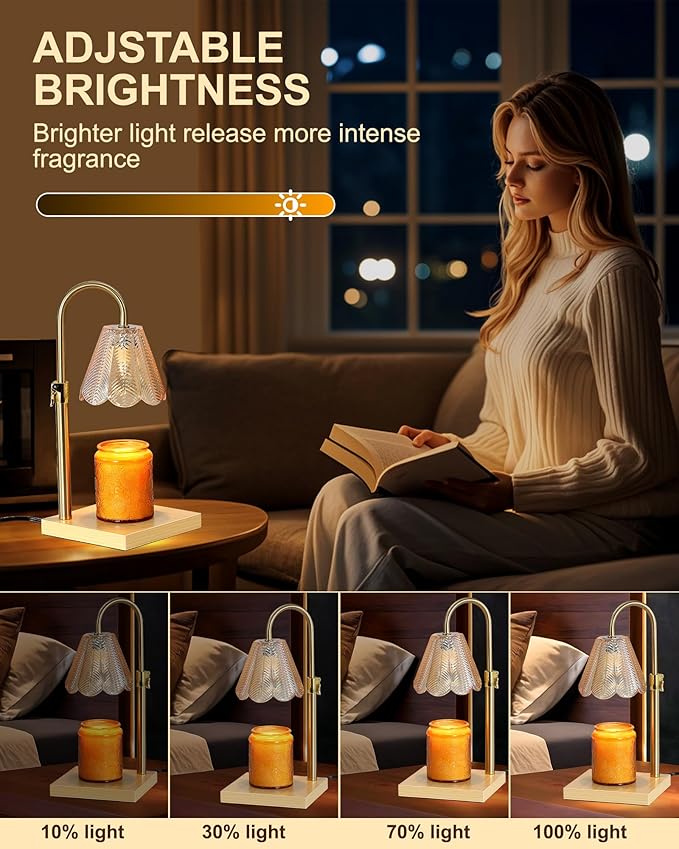 Candle Warmer Lamp with Timer & Dimmer, Birthday Gifts for Women Mom, House Warming Gifts,Flower Candle Lamp for New Home Decor, Wax Melt Warmer for Jar Candles, 2 Bulbs