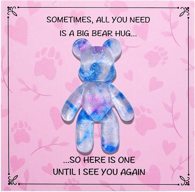 Pocket Bear Hug, Anxiety Relief Gifts for Women Men, Mental Health Positivity Gifts, Thinking of You Gift, Emotional Support Gift, Comforting Present for Son Daughter Back to School, Light Blue