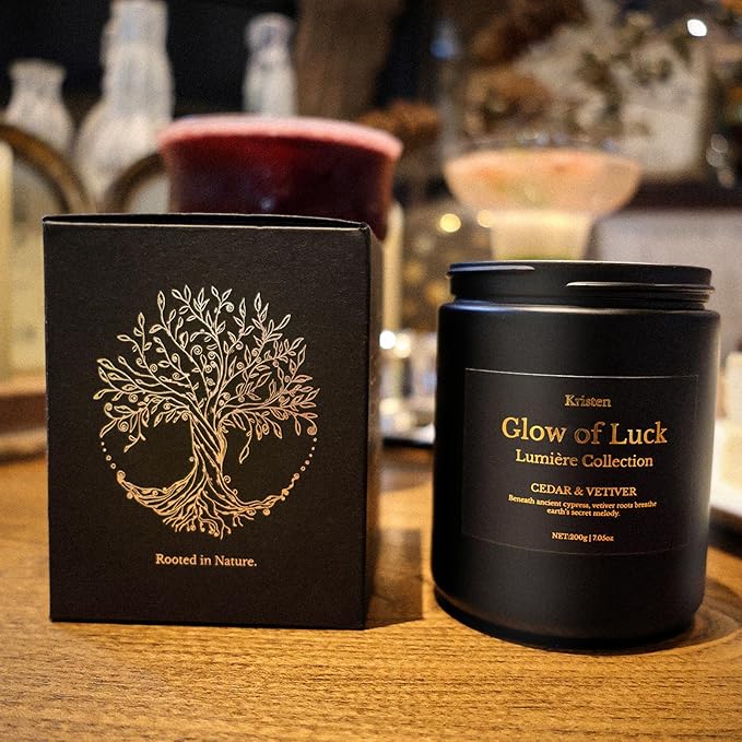 Cedarwood & Vetiver Scented Candle for Men – Manly Luxury Handcrafted Soy Candle, 42H Slow Burning, 7.06oz Black Jar Home Décor, Premium Fragrance Oil, Ideal Candle Gifts for Men