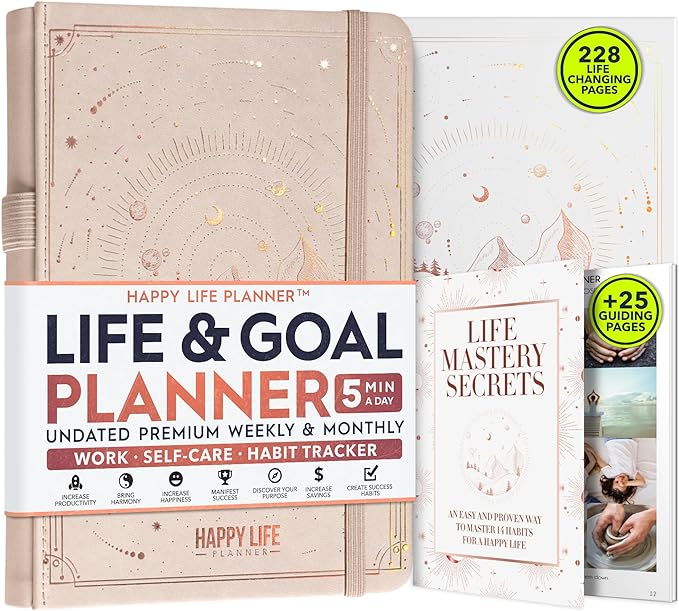 Life Mastery Planner - A 12 Month Journey to Crush Your Goals, Increase Productivity, Passion, Success & Happiness - Weekly & Monthly Life Planner, Habit-Tracker, Gratitude Journal & Organizer, A5