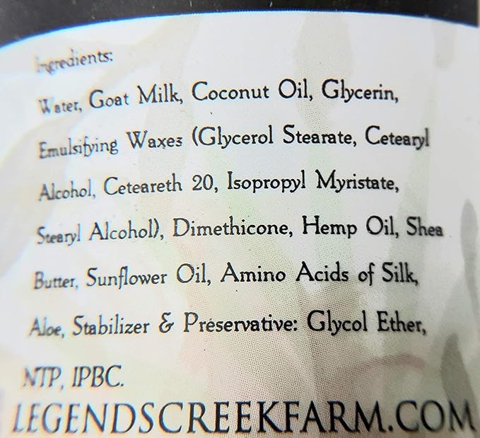 Legend's Creek Farm Goat Milk Lotion - Moisturizing Goat Milk Body Lotion for Body, Hand & Face - 9 oz Body Moisturizer with Shea Butter, Sunflower Oil, Aloe, Handmade in USA (Unscented L.)