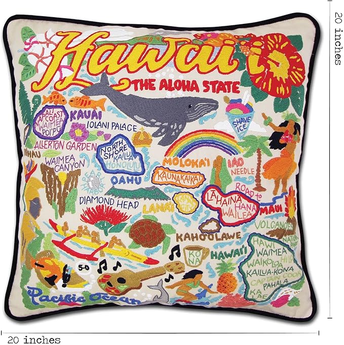 Catstudio Hawaiian Isles Embroidered Decorative Throw Pillow