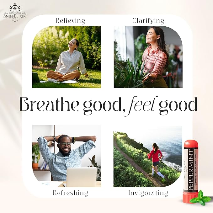 2 Pack Peppermint Nasal Inhaler Sticks - Non Drowsy Motion Sickness Nausea Stick, Portable Aromatherapy Essential Oil for Headache, Migraine