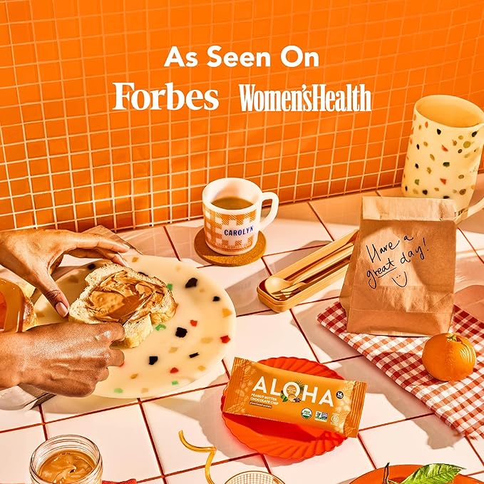 ALOHA Organic Plant Based Protein Bars |Peanut Butter Chocolate Chip | 1.98 Oz (Pack of 12) | Vegan, Low Sugar, Gluten Free, Paleo, Low Carb, Non-GMO, Stevia Free, Soy Free, No Sugar Alcohols