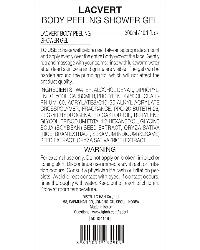 BEYOND Lacvert Body Scrub Peeling Gel (Original, 10.1fl oz) - Body Wash & Shower Gel for Gentle Exfoliation & Home Spa. Korean Daily Skin Care. Gommage-Type for Smooth,