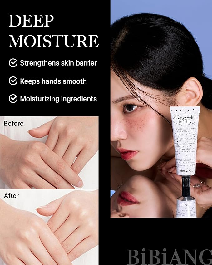 New York in Tilly Hand Cream - Korean Hand Care for Moisturizing & Nourishment - Hydrating Hand Care Formula with Floral Lily Scent, Shea Butter & Niacinamide - 1.69oz