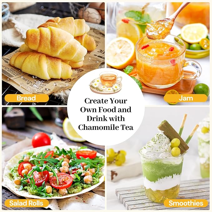 Chamomile Tea Bags, 100% Natural Dried Chamomile Tea Flowers Loose Leaf Premium Herbal Tea No Sugar/Gluten, Caffeine Free-100 Count (Pack of 1)