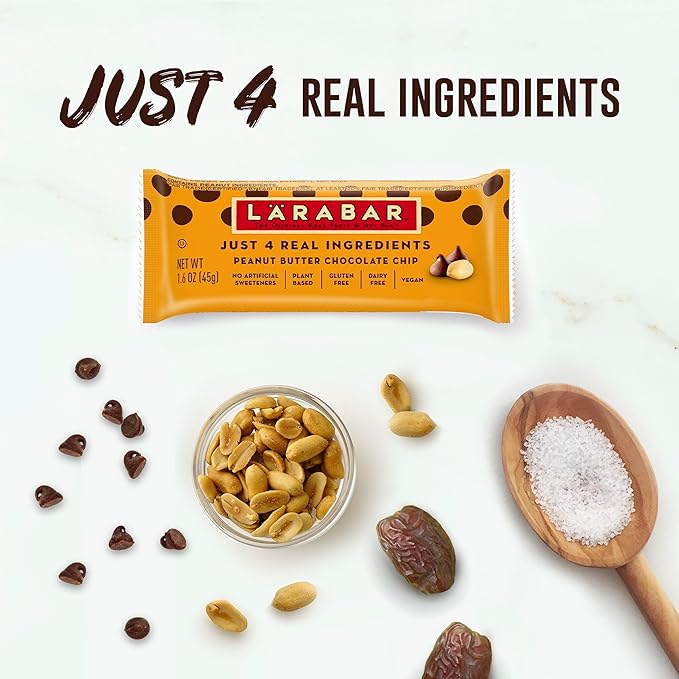 Larabar Peanut Butter Chocolate Chip, Fruit and Nut Bars, Gluten Free and Vegan, 9.6 oz, 6 Ct