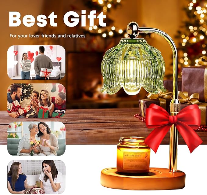 GEEZO Fragrance Candle Warmer Lamp,Electric Candle Warmer with Timer & Dimmer,Mom Christmas Birthday Gifts for Women, House Warming Gifts New Home Bedroom Decor