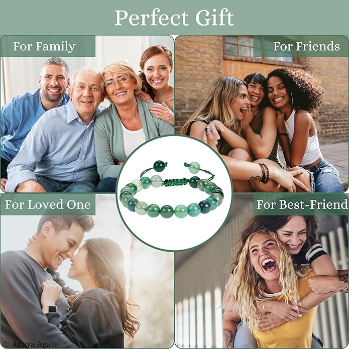 Energy Protection Crystal Handmade Adjustable Bead Bracelet Perfect for Men, Women’s Gift - Gemstone Healing Stretch Bracelet Pulsera Para Hombre Mujer Stocking Stuffer