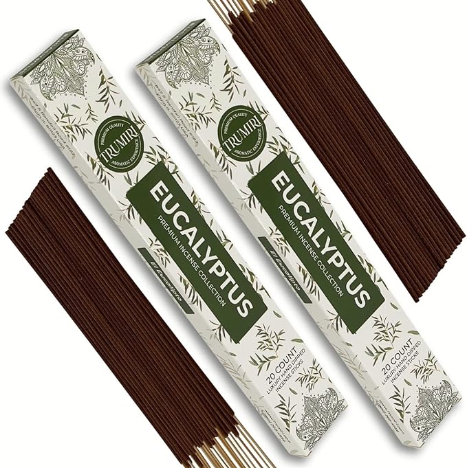 Eucalyptus Incense Sticks - Total 40 Insence-Sticks - Dual Pack of 20 Insense - Inciensos - Inscents - Natural Non Toxic Ingredients - Incents - Incence - Inscense - Insents