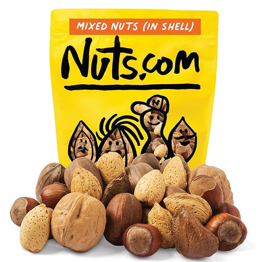 Nuts.com – Mixed Nuts in Shell – 5 Lb Bag, Healthy Snack Sampler, Includes Premium Walnuts, Almonds, Hazelnuts, Pecans & Brazil Nuts – Good Source of Protein, Fiber & Omega-3