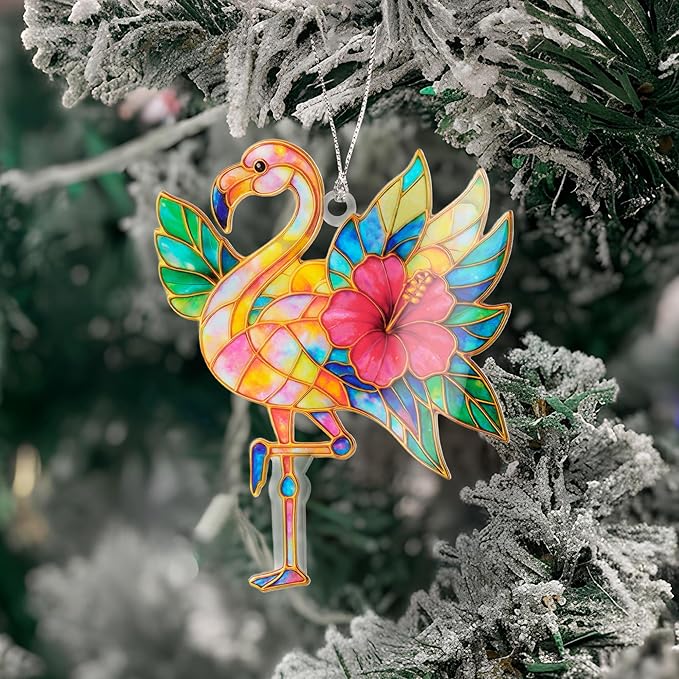 Funny Flamingo Christmas Ornament 2025 – Cute Tropical Holiday Flamingo Tree Decoration - Merry Christmas Flamingo Ornament for Family - Friends - Beach House or Coastal Christmas Decor