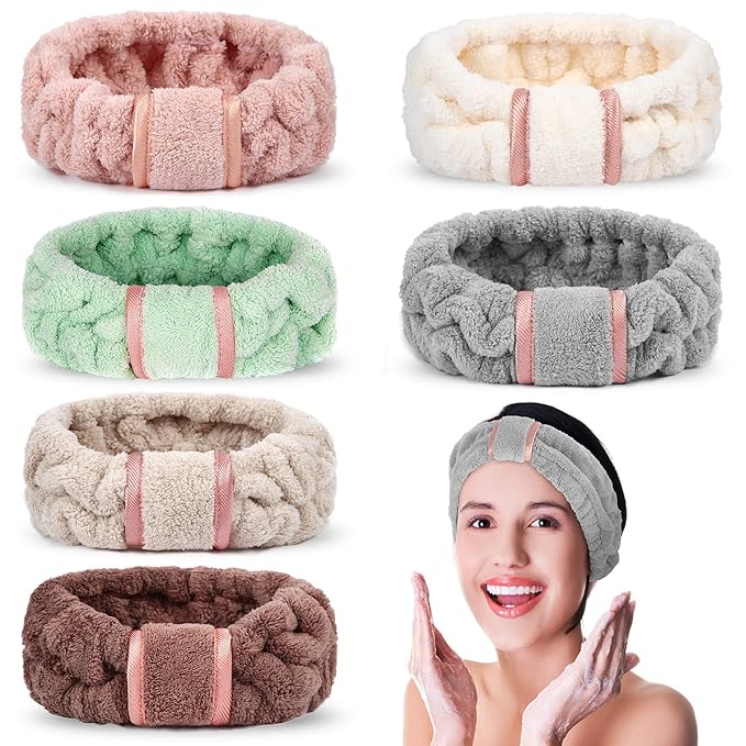 6pcs Microfiber Hairband, Fluffy Face Wash Headbands for Women, Spa Headbands for Skin Care, Yoga, Running, Exercise, Absorbent & Comfortable