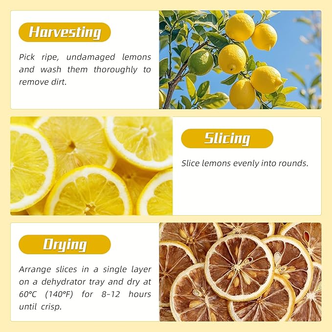 Haomly Dried Lemon Slice Wheels |5.3oz/150g| 100% Natural Dehydrated Lemons for Cocktails,Garnishing,Cooking, Baking, Drinks,Crafts |No Added Sugar Dry Lemon Tea |No Additives