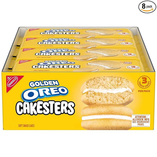 OREO Golden Cakesters Soft Snack Cakes, 8-3.03 oz Snack Packs