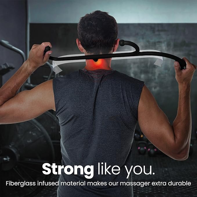 LiBa Back and Neck Massager - Trigger Point Massage Tools for Pain Relief and Manual Massage Hook Therapy Handheld Back Neck Shoulder Massager Black - Gift for Women & Men