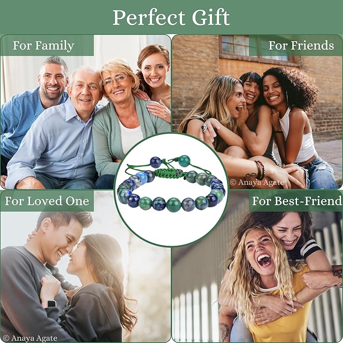 Energy Protection Crystal Handmade Adjustable Bead Bracelet Perfect for Men, Women’s Gift - Gemstone Healing Stretch Bracelet Pulsera Para Hombre Mujer Stocking Stuffer