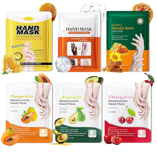 6 Pairs Hand Mask for Dry Cracked Hands,Nourishing Moisturizing Gloves,Hands Moisturizer for Deep Moisturizing,Silky Smooth Moisturizing Gloves,Hand Care Mask Set(B)