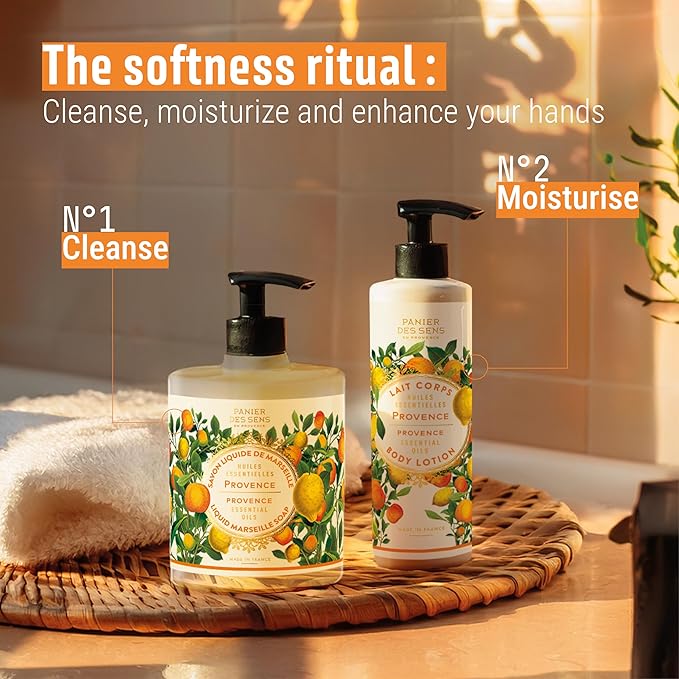 Panier des Sens β Provence Hand & Body Lotion for Dry Skin - Hydrating Body Cream for Women - Nourishing Fluid Body Moisturizer Shea Butter & Olive Oil - 97% Natural Ingredients Body Care - 8.45 Floz