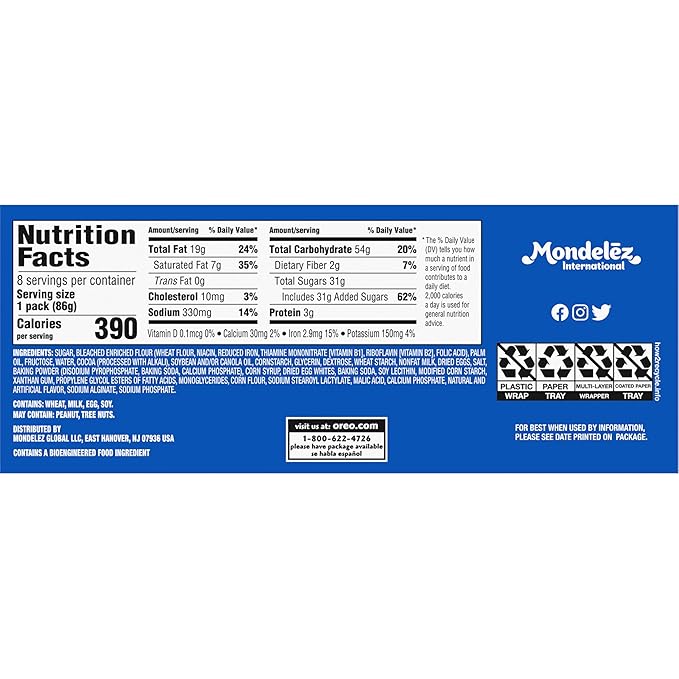 OREO Cakesters Soft Snack Cakes, 8-3.03 oz Snack Packs