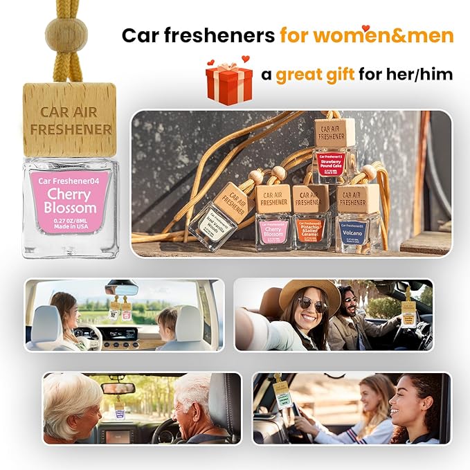 Car Air Freshener Hanging Diffuser – Long-Lasting Essential Oil Scent (Up to 60 Days) – Non-Toxic & Eco-Friendly – 2-Pack Auto Fresheners Made in USA