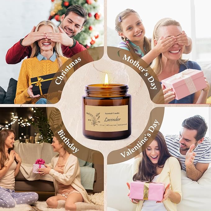 6 Pack Candles for Home Scented, Aromatherapy Jar Candles Gift Set for Women, Long Lasting Burn Soy Wax Candle, Scented Candle Gift Set for Birthday Easter Mother's Day