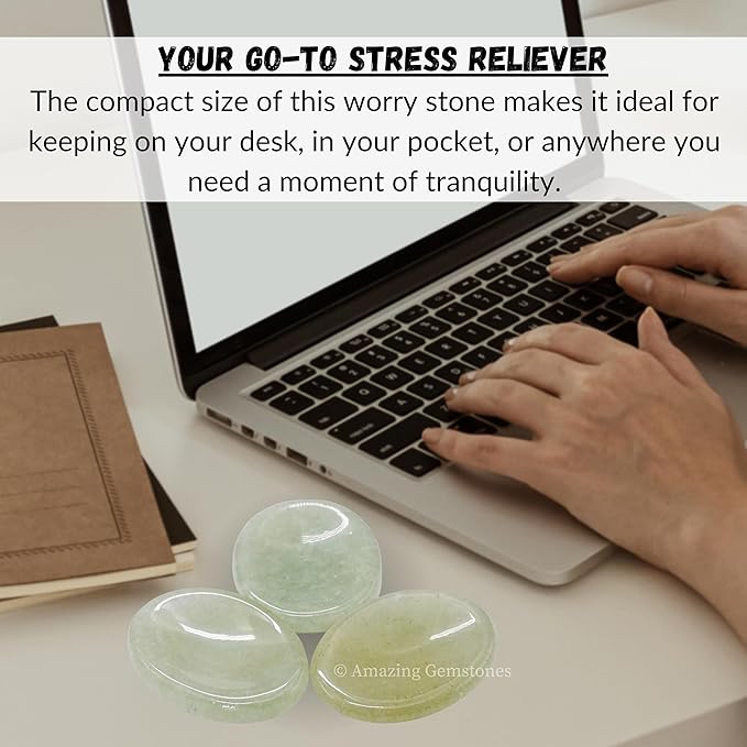 Amazing Gemstone Green Aventurine Worry Stone Crystals and Healing Stones - Worry Stones for Stress Relief Gifts - Piedra Crystal Fidget for Meditation - Unique Stocking Stuffers and Birthday Gifts