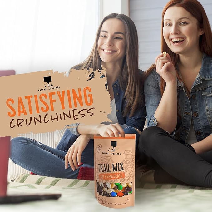 Natural Cravings 24oz Trail Mix Bulk Family Size Bag - Nuts & Chocolate Dried Fruit Mix & Nuts Mix with Peanuts, Dried Cranberries, Raisins, Chocolate Gems - Gourmet Trailmix for School or Office