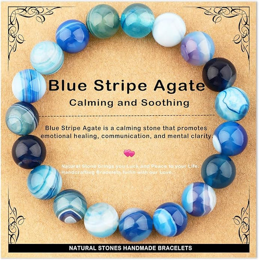 AD Beads 4mm6mm8mm10mm Handmade Bracelet - Natural Gemstone for Peace and Tranquility - Meditation, Yoga, Healing and Energy Gift for Unisex