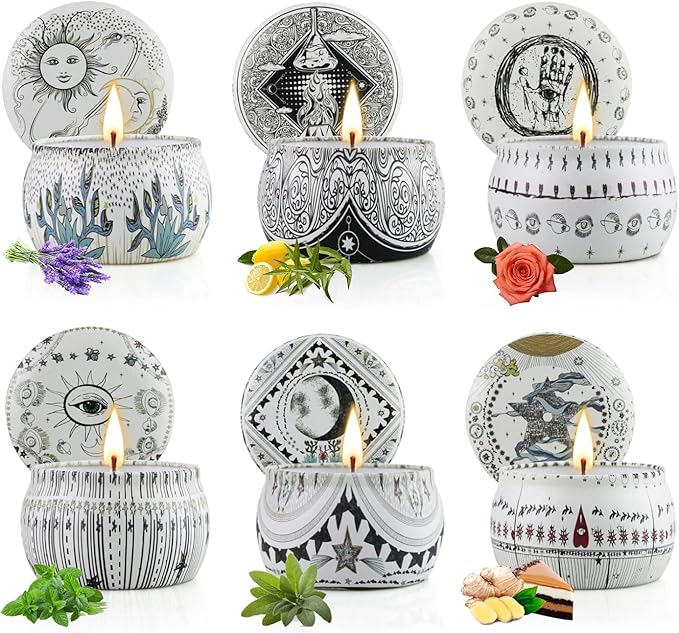 6 Pack Scented Candles Gift Set, Aromatherapy Candles for Home Scented, 200H Long Lasting Soy Wax Candle Gifts for Women, Ideal for Birthday, Mother's Day, Valentine, Christmas