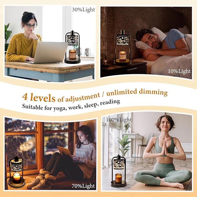 Lococo Candle Warmer Lamp Wax Light: Wax Melt Warming Lamps for Jar Candles with Timer Dimmable for Birthday Christmas Gift, Room, New House, Bedroom, Vintage Home Decor, Black + Fairy Moon