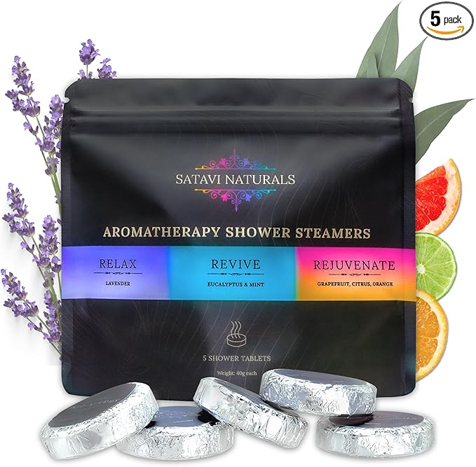 Aromatherapy Shower Steamers (5-Pack) Variety - Scented Vapor Tabs for Self-Care, Aromatic Shower Bath Bombs, Natural Essential Oils for Women & Men
