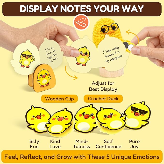 Positivity Duck Gifts For Duck Lovers Crochet - Daily Affirmation Cards, Funny Support Coworker Birthday Gifts For Women Unique, Cute Back To School Teen Girl Gift Trendy Stuff