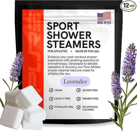 Sport Shower Steamers - Made in USA with Natural Lavender Essential Oil, Aromatherapy, Stress and Sinus Relief, Muscle Recovery for Athletes, Best Unique Birthday Gifts for Self Care Relaxation