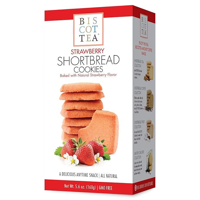 BISCOTTEA Strawberry Shortbread Cookie (8 Cookies)