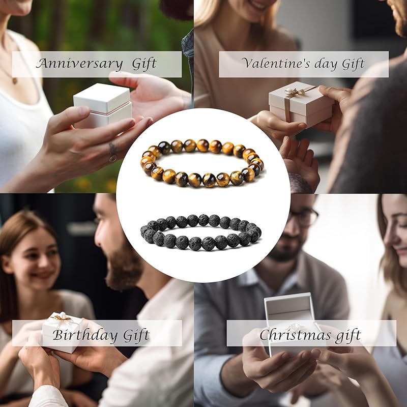 Lava Rocks Tigers eye Bracelets For Men Tiger Eye Lava Rocks Bracelets For Women Special Day Gifts Birthday Gifts for Women, Best Friend Friendship Gifts for Women, Jewelry for Women
