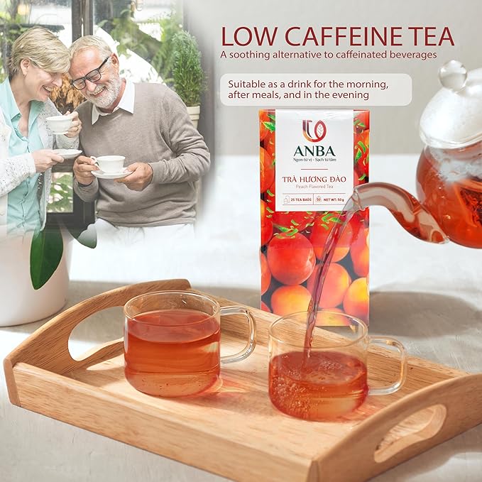 ANBA Black Tea Bags Rich Peach Flavor, 25 Count | Bold & Fruity Taste | Smooth & Aromatic | Naturally Sweet & Caffeine-Rich | ISO HACCP Certified