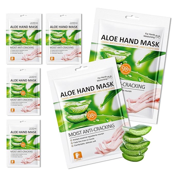 6 Pairs Hand Mask for Dry Cracked Hands,Nourishing Moisturizing Gloves,Hands Moisturizer for Deep Moisturizing,Silky Smooth Moisturizing Gloves,Hand Care Mask Set(N)