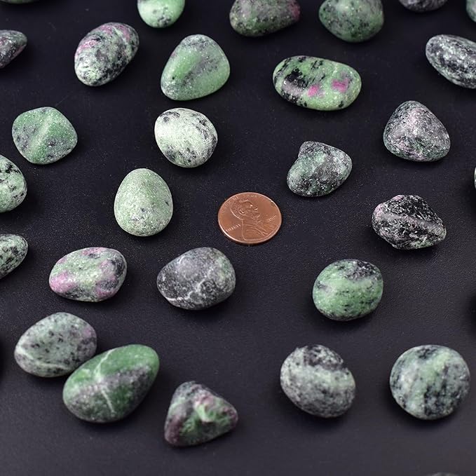 Ruby Zoisite Healing Crystal Stone Set - Natural & Polished Stones for Healing, Meditation, Reiki, Chakra, Crafting & Decoration (0.6 inches)