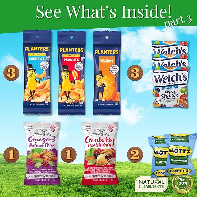 Healthy Snack Variety Box for Adults - Deluxe Assortment with Granola Bars, Nut Mixes, and Fruit Snacks for Families, Office, Gifts, and Travel (28 Count)