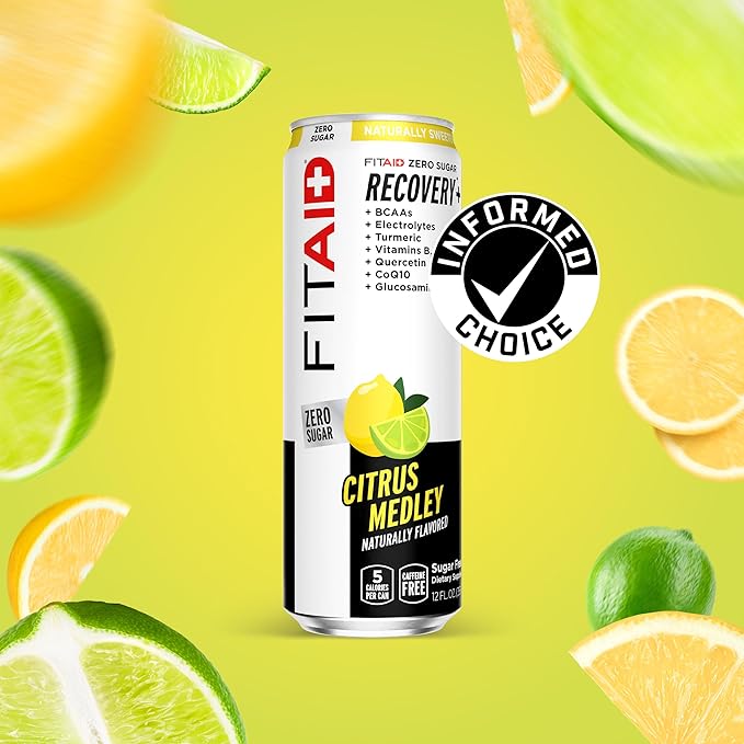 FITAID ZERO, Keto-Friendly, Number 1 Post-Workout Recovery Drink, Contains Zero Sugar, BCAAs, Glucosamine, 5 Calories, 12 Fl Oz (Pack of 12)