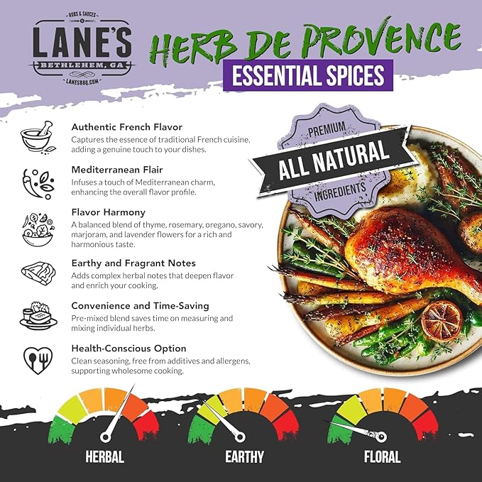 Lane's Herbs De Provence Seasoning Spice, All-Natural Mediterranean Herb De Provence Seasoning For Meat, Veggies, Soups & Sauces, Made in USA, 3.5 oz