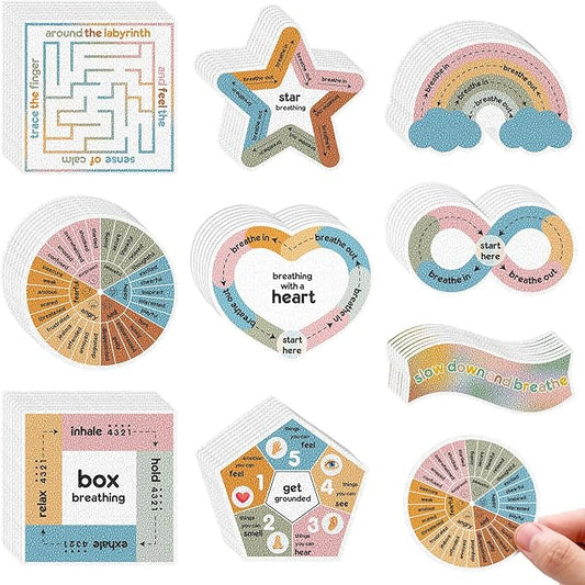Libima 72 Pieces Anxiety Sensory Stickers Textured Stickers Fidget Mindfulness Sticker School Counselor Supplies Adult Sensory Items Anxiety Relief, 9 Styles(Pastel Color)