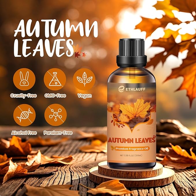 Autumn Leaves Essential Oil, 100ml Fall Leaves Essential Oil for Diffusers for Home, Autumn Scented Oils for Candle & Soap Making, Bath Bombs, Massage - 3.38FL.OZ