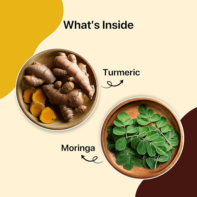 BLUE TEA - Turmeric Tea - Moringa - 15 Count - Pyramid Plant Based Tea Bag | CURCUMIN RICH - HERBAL BLEND | Caffeine Free - Gluten Free - Herbal Tea - Vegan - Mild Flavor - Healthy | Reusable Tin Pack