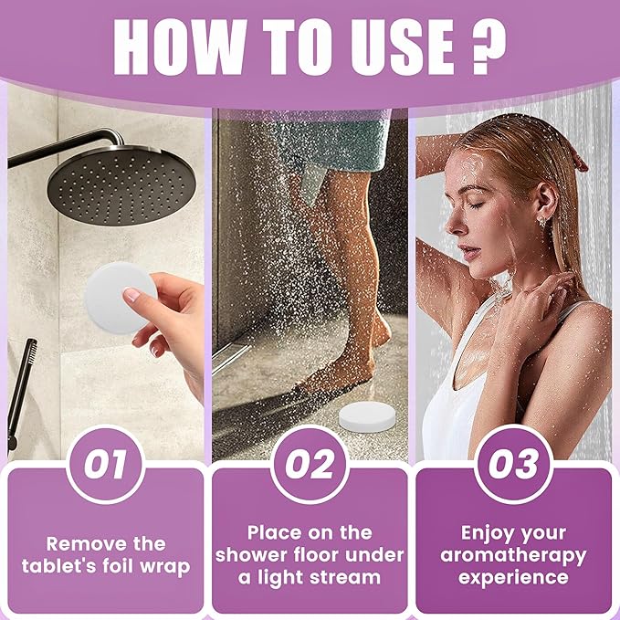 Shower Steamer - Aromatherapy Shower Steamer Tablets with Pure Essential Oils and Sea Salt - Natural Vaporizing Shower Tablets Bath Gift Set 10 Pack Aromatherapy Christmas Gifts Stocking Stuffers